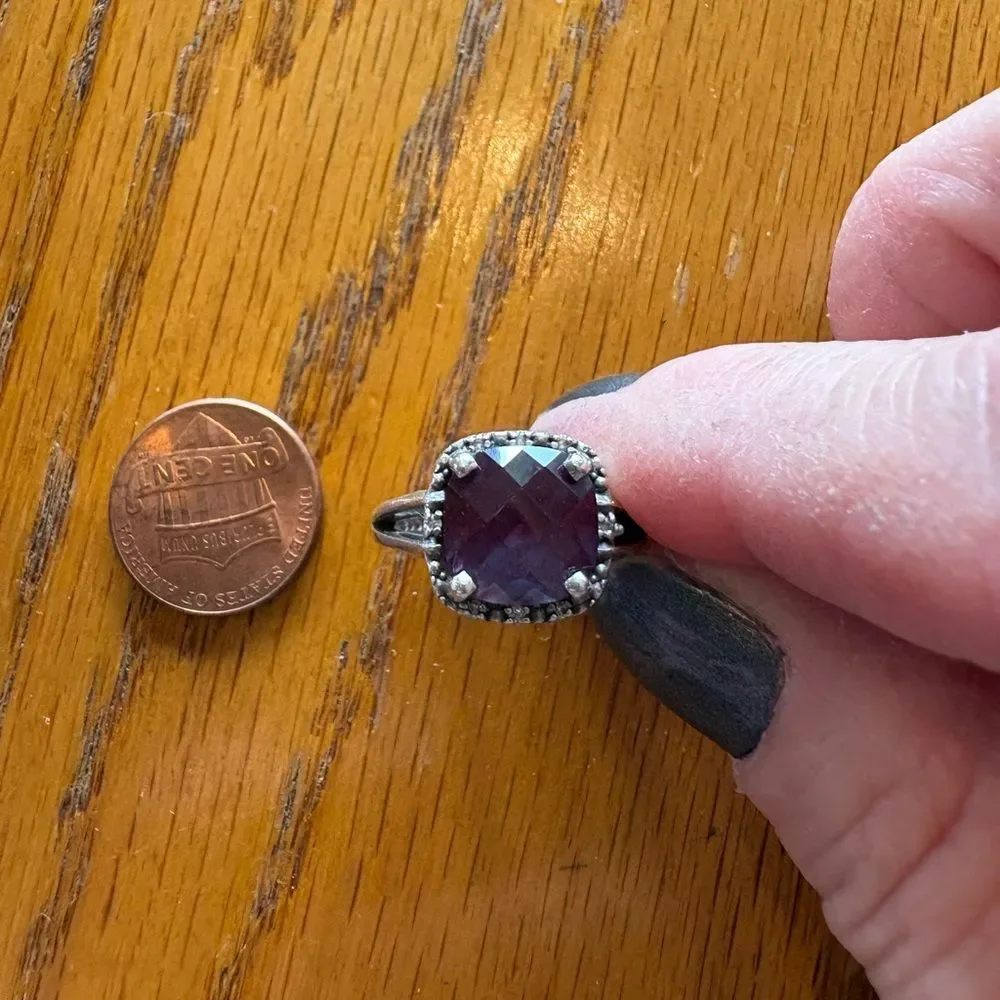 Sterling Silver Lab Created Alexandrite Halo Ring - Elegant Women's Jewelry